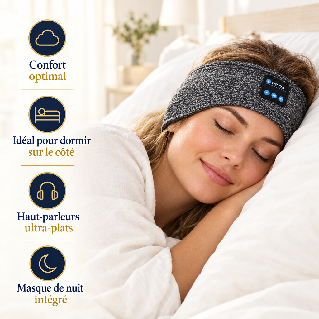Bandeau de sommeil : confort, idéal sur le côté, haut-parleurs ultra-plats, masque de nuit